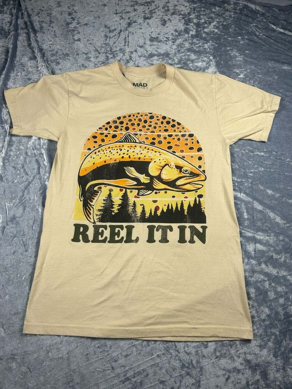 Mad Engine Reel It In Brown Trout Fishing Graphic T-Shirt